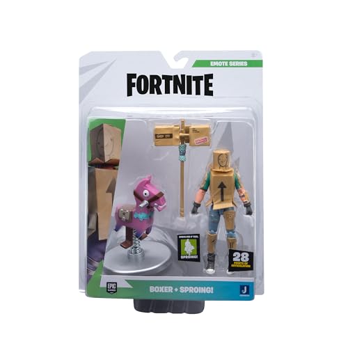 Fortnite Boxer und Sproing Emote Series 10 cm bewegliche Figur mit Emote Fahrzeug und Sammelwerkzeug von Fortnite