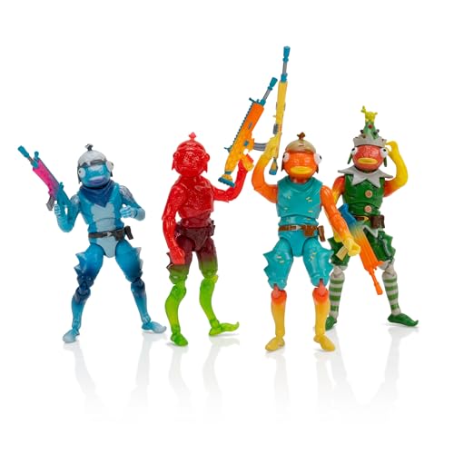 Fortnite Frozen Fishstick Four Pack - Vier 10,2 cm bewegliche Figuren mit Back Bling und Waffenzubehör von Fortnite