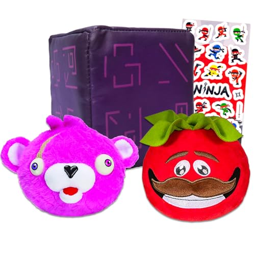 Fortnite Plüschtier-Set – 3er-Pack mit Fortnite Stofftier-Set mit Tomatohead, Cuddle Team Leader, dem Würfel, plus Aufklebern | Fortnite Plüschfiguren für Kinder von Fortnite