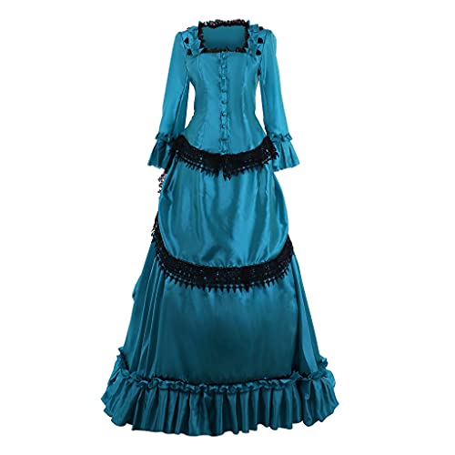 Fortunehouse Damen Ballkleid Vintage Kleid Mittelalterliche Bodenlangen Renaissance Kostüme Für Karneval von Fortunehouse