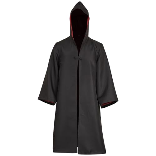 Fortunezone Erwachsene Schwarze Robe mit Kapuze Halloween Kostüm Umhang (Rot, L) von Fortunezone