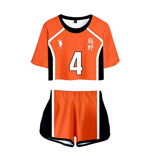 Fortunezone High School Uniform Volleyball Trikot Set Damen Halloween Cosplay Kostüm Shirt Shorts von Fortunezone