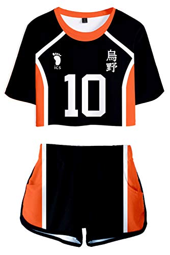 Fortunezone High School Uniform Volleyball Trikot Set Damen Halloween Cosplay Kostüm Shirt Shorts von Fortunezone