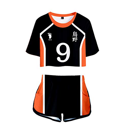 Fortunezone High School Uniform Volleyball Trikot Set Damen Halloween Cosplay Kostüm Shirt Shorts von Fortunezone