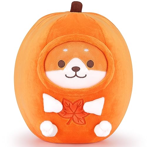 Fortuning's JDS Kürbis Plüschtier Halloween Plüschtier Kürbis Plüschtier Hund Kürbis Spielzeug Kuscheltier Umarmung Halloween Dekoration Spielzeug Thanksgiving Herbst 13,7 Zoll Kissen Tierform von Fortuning's JDS