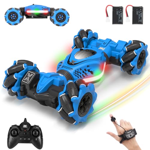 Fosgoit Ferngesteuertes Auto ab 4 Jahre 2,4 GHz RC Auto Spielzeug 4WD Stunt Twist Car, 360° Ferngesteuert RC mit Handsteuerung, Ferngesteuert Geschenke Stunt mit Musik und Licht von Fosgoit