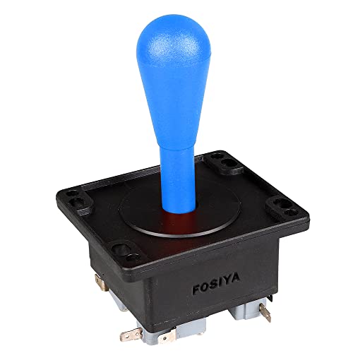 Fosiya Arcade American Style 2 Poliger Arcade Joystick mit Happ Typ 8-fach bedienbar, elliptischer Blau Griff präzises 0,187 "4,8mm Terminal für Videospiele Arcade1up Maschinenteile (Blau) von Fosiya