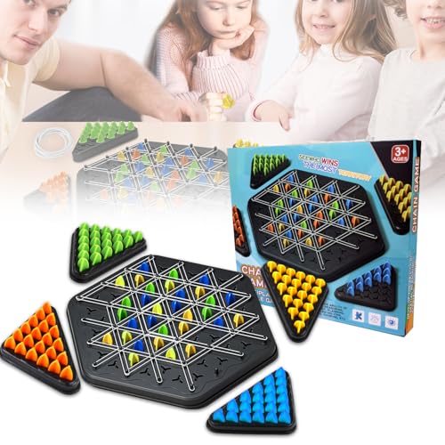 Fosoloni Triggle Game, Dreieck Schach，Triggle Game Gummiband, Strategie-Brettspiel für Familien, Jungen, Mädchen, Erwachsene, Familien-Brettspiel, Strategie-Spielzeug, Reisespiele von Fosoloni