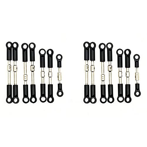 Fossthiroy 14Stck Spurstangengestänge Vorne Hinten Servo Link Rod Set für 144001 144010 124016 124017 124019 RC Auto Ersatzteile von Fossthiroy