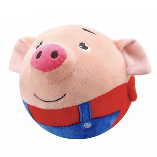 Fossthiroy Active Moving Pet Plush Interactive Dog Toys, Moving Dog Ball Toy, Washable Cartoon Pig Plush Sound Electronic Dog Toy B von Fossthiroy