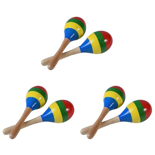 Fossthiroy Maracas Handpercussion-Rasseln, Rumba-Shaker-Musikinstrument Aus für Kinder und Erwachsene, 6Er-Set von Fossthiroy