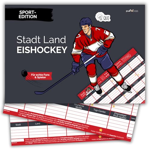 Stadt Land Eishockey by snaPmee - Geschenk für Spieler, Trainer & Fans - Quiz Spiel - 50 Blatt Din-A4 von Fotospiel