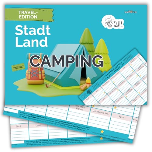 Stadt Land Fluss Camping Edition by snaPmee - Spiel + Geschenk für Camper & Wohnmobil Fans - Campingplatz Unterhaltung - 50 Blatt Din-A4 von Fotospiel