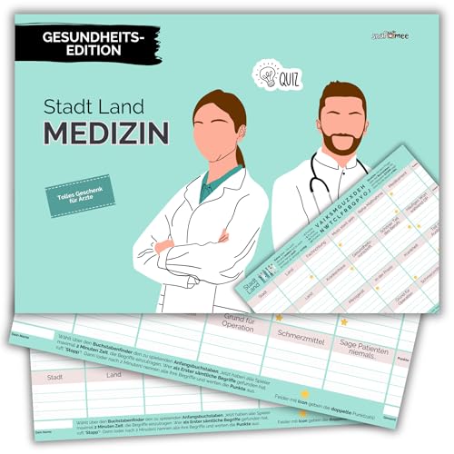 Stadt Land Medizin by snaPmee - Geschenk für Arzt, Ärztin & Mediziner Aller Fachrichtungen - Quiz Spiel mit 50 Blatt Din-A4 von Fotospiel