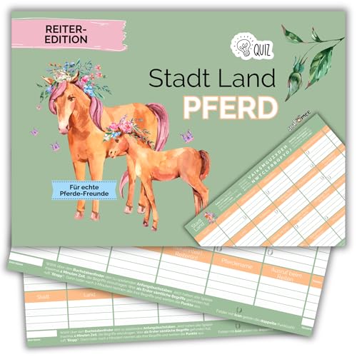 Stadt Land Pferd by snaPmee - Ratespiel für Reiter - Familienspiel + Partyspiel Mädchen & Jungen ab 10 Jahren - 50 Blatt Din-A4 von Fotospiel