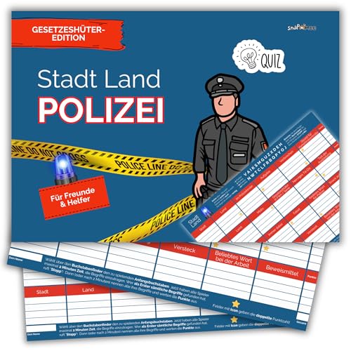 Stadt Land Polizei by snaPmee - Geschenk für Polizisten - Quiz Spiel mit 50 Blatt Din-A4 von Fotospiel