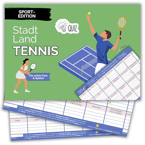 Stadt Land Tennis by snaPmee - Geschenk für Spieler, Trainer & Fans - Quiz Spiel - 50 Blatt Din-A5 von Fotospiel