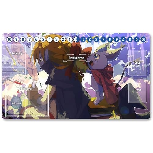 1947333 - Board Game Digimon TCG Playmat +Free Protective Bag Digimon Spielmatte TCG Card Game Mouse Pad Table Mat Größe 60X35CM, Kompatibel Mit Digimon MTG TCG CCG YGO von Four leaves