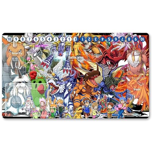 1961464 - Board Game Digimon TCG Playmat +Free Protective Bag Digimon Spielmatte TCG Card Game Mouse Pad Table Mat Größe 60X35CM, Kompatibel Mit Digimon MTG TCG CCG YGO von Four leaves