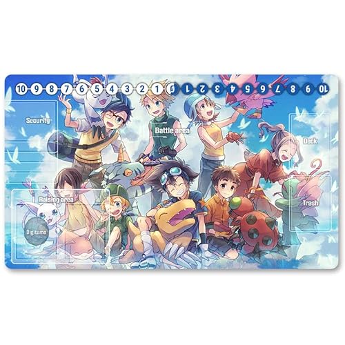 3404754 - Board Game Digimon TCG Playmat +Free Protective Bag Digimon Spielmatte TCG Card Game Mouse Pad Table Mat Größe 60X35CM, Kompatibel Mit Digimon MTG TCG CCG YGO von Four leaves