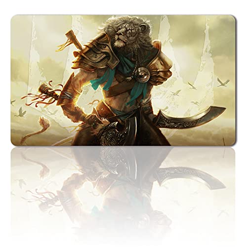 Ajani Mentor of Heroes, Brettspiel MTG Spielmatten+Kostenlose wasserdichte Tasche,TCG Card Game Table Mat Größe 60X35CM, Mouse Pad kompatibel mit Digimon MTG TCG CCG RPG von Four leaves