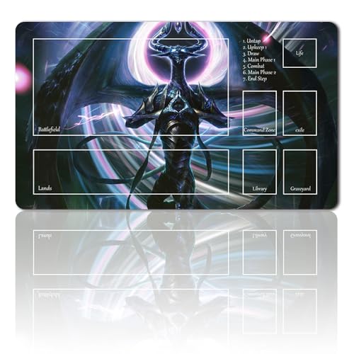 Brettspiel MTG Spielmatten+Kostenlose wasserdichte Tasche,TCG Card Game Table Mat Größe 60X35CM Mouse Pad Kompatibel Mit MTG TCG (Zone-Nicol-Bolas-with Zone) von Four leaves