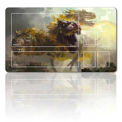 Brettspiel MTG Spielmatten+Kostenlose wasserdichte Tasche,TCG Card Game Table Mat Größe 60X35CM Mouse Pad Kompatibel Mit MTG TCG (Zone-Zacama, Primal Calamit-with Zone) von Four leaves