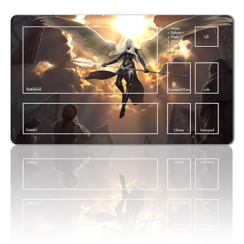 Brettspiel MTG Spielmatten+Kostenlose wasserdichte Tasche,TCG Card Game Table Mat Größe 60X35CM Mouse Pad Kompatibel Mit MTG TCG (Zone-Avacyn, Angel of Hope-with Zone) von Four leaves