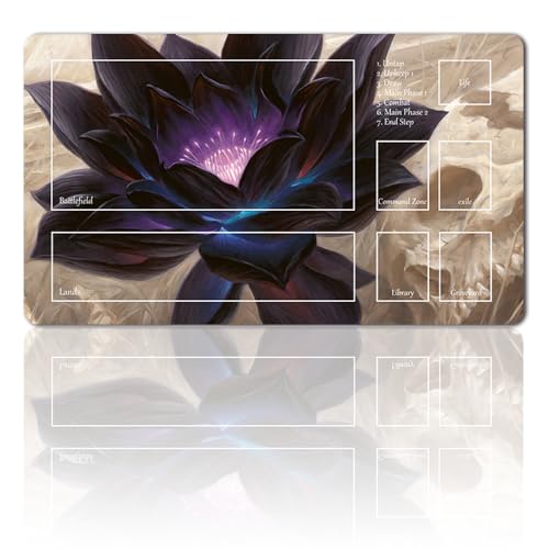 Brettspiel MTG Spielmatten+Kostenlose wasserdichte Tasche,TCG Card Game Table Mat Größe 60X35CM Mouse Pad Kompatibel Mit MTG TCG (Zone-Black-Lotus-with Zone) von Four leaves