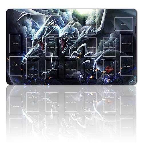 Brettspiel TCG Spielmatten + Gift Free Bag + with Card Zones,YGO Card Game Table Mat Größe 60X35CM Kompatibel Mit Trading Card Game Mat (YGO-G-10) von Four leaves