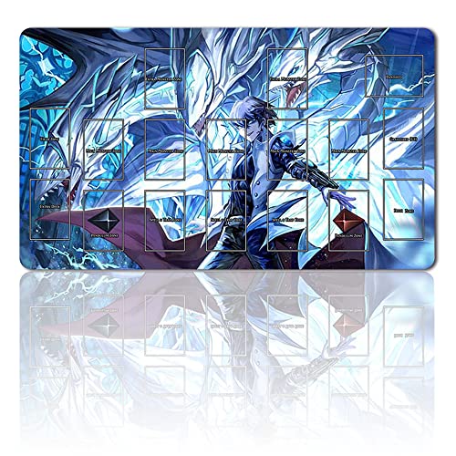 Brettspiel TCG Spielmatten + Gift Free Bag + with Card Zones,YGO Card Game Table Mat Größe 60X35CM Kompatibel Mit Trading Card Game Mat (YGO-G-8-G-G-JH) von Four leaves