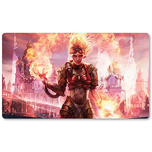 Chandra Torch of Defianc,DE - Brettspiel MTG Spielmatten+Kostenlose wasserdichte Tasche,TCG Card Game Table Mat Größe 60X35CM, Mouse Pad kompatibel mit Digimon MTG TCG CCG RPG von Four leaves