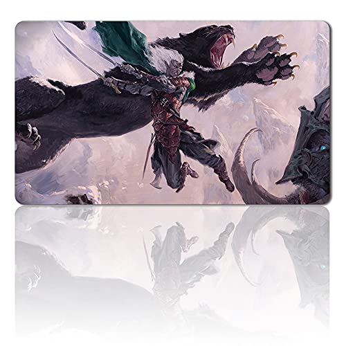 DRIZZT DO'URDEN,DE - Brettspiel MTG Spielmatten+Kostenlose wasserdichte Tasche,TCG Card Game Table Mat Größe 60X35CM, Mouse Pad kompatibel mit Digimon MTG TCG CCG RPG von Four leaves