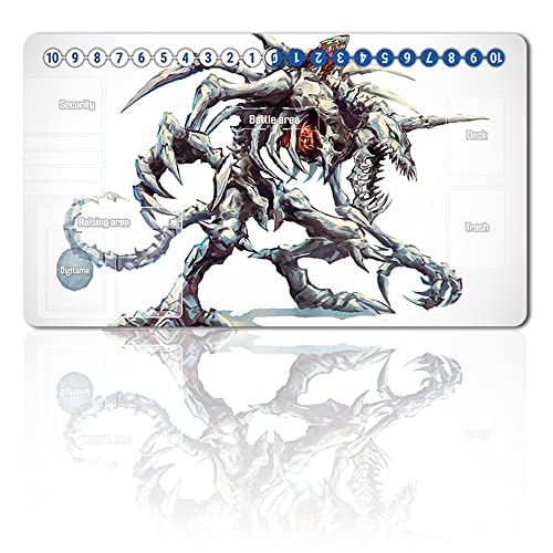 Brettspiel Digimon Spielmatten + Gift Free Bag,TCG Card Game Table Mat Größe 60X35CM Mouse Pad Kompatibel Mit MTG TCG Digimon with Card Zones (3583490) von Four leaves