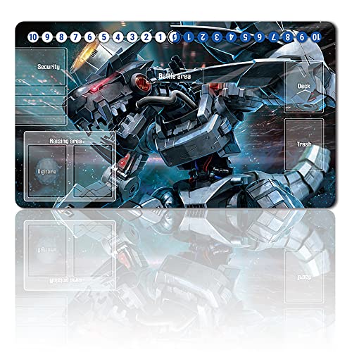 Four leaves Brettspiel Digimon Spielmatten + Gift Free Bag,TCG Card Game Table Mat Größe 60X35CM Mouse Pad Kompatibel Mit MTG TCG Digimon with Card Zones (994183), 20220823 von Four leaves