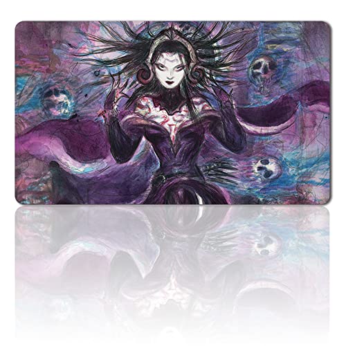 Brettspiel MTG Spielmatten+Kostenlose wasserdichte Tasche,TCG Card Game Table Mat Größe 60X35CM Mouse Pad Kompatibel Mit MTG TCG (Liliana DREADHORDE General) von Four leaves