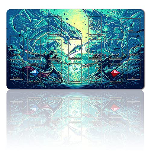 Four leaves Brettspiel TCG Spielmatten + Gift Free Bag + with Card Zones ,YGO Card Game Table Mat Größe 60X35CM Mouse Pad Kompatibel Mit Trading Card Game Mat (ygo (13)), 20220720 von Four leaves