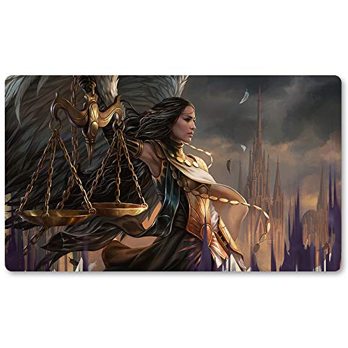 Seraph of The Scales,DE - Brettspiel MTG Spielmatten+Kostenlose wasserdichte Tasche,TCG Card Game Table Mat Größe 60X35CM, Mouse Pad kompatibel mit Digimon MTG TCG CCG RPG von Four leaves