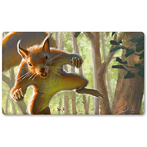 Squirrel Toke,DE - Brettspiel MTG Spielmatten+Kostenlose wasserdichte Tasche,TCG Card Game Table Mat Größe 60X35CM, Mouse Pad kompatibel mit Digimon MTG TCG CCG RPG von Four leaves