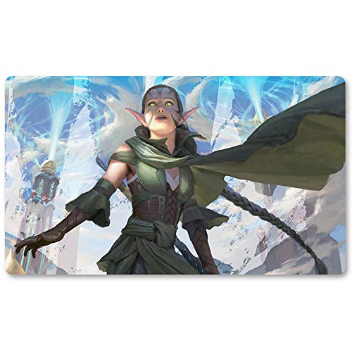 Nissa Vital Forc,DE - Brettspiel MTG Spielmatten+Kostenlose wasserdichte Tasche,TCG Card Game Table Mat Größe 60X35CM, Mouse Pad kompatibel mit Digimon MTG TCG CCG RPG von Four leaves