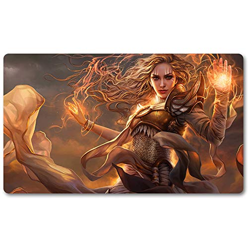 Serra The Benevolent,DE - Brettspiel MTG Spielmatten+Kostenlose wasserdichte Tasche,TCG Card Game Table Mat Größe 60X35CM, Mouse Pad kompatibel mit Digimon MTG TCG CCG RPG von Four leaves