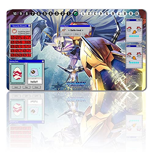 Trading Card Game Playmat TCG Playmat Free Waterproof Bag Table Mats Game Size 60 x 35 cm Mouse Pad Compatible for Digimon TCG CCG RPG (OMNIMON) von Four leaves