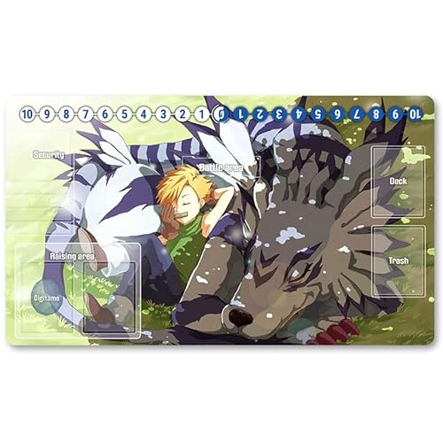 rddkdm - Board Game Digimon TCG Playmat +Free Protective Bag Digimon Spielmatte TCG Card Game Mouse Pad Table Mat Größe 60X35CM, Kompatibel Mit Digimon MTG TCG CCG YGO von Four leaves