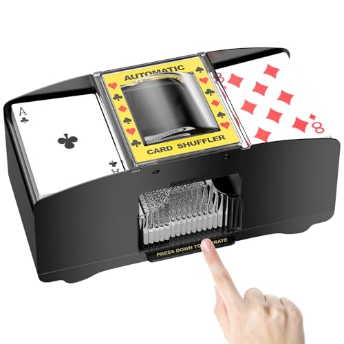 Fousenuk Kartenmischmaschine Elektrische, Mischmaschine für 2 Decks, Kartenmischer, Karten Mischautomat, Card Shuffler, Kartenmischgerät, Mischelmaschiene für UNO, Poker, Texas Hold Em, Blackjack von Fousenuk