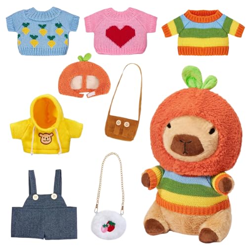 Capybara Kuscheltier 23cm Plüschtier mit 5 Kleidung, Hut & 2 Taschen - Ankleidespielzeug ab 3 Jahre, Niedliches Stofftier Geburtstagsgeschenk für Kinder, Plüschpuppe mit Accessoires für Deko Geschenk Capybara Kuscheltier 23cm Plüschtier mit 5 Kleidung, Hut & 2 Taschen - Ankleidespielzeug ab 3 Jahre, Niedliches Stofftier Geburtstagsgeschenk für Kinder, Plüschpuppe mit Accessoires für Deko Geschenk von Fouvin