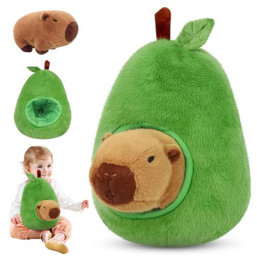 Capybara Kuscheltier Avocado Capybara Abnehmbar PlüSchtier，Capybara PlüSchtier Niedlicher Capybara-plüsch，Super Weiche Stofftier Geschenke Für Kinder Geburtstagsgeschenk（35cm） von Fouvin