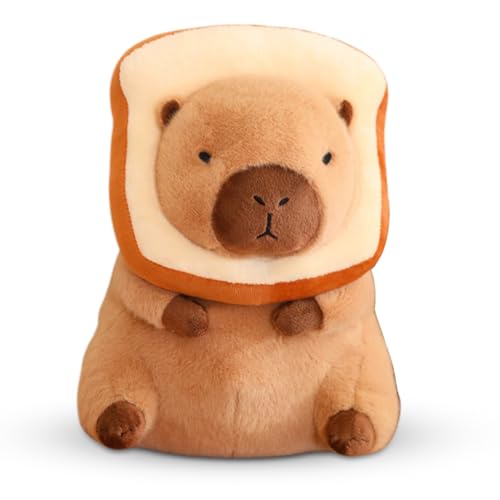 Fouvin Capybara Plüschtier, Capybara Plüsch Kuscheltier mit Brot Stofftier, Kawaii Capybara Plüsch Kissen Spielzeug Wasserschwein Wurfkissen Geschenk für Kinder Jungen Mädchen 5+ Jahre (Brot) von Fouvin