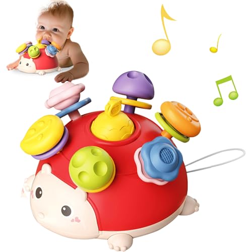 Fouvin Montessori Spielzeug Baby ab 3 Monate, Rassel Kleinkind Sensorik Silikon, Teething Toy Kleinkind, Motorikspielzeug ab 6 Monate, Montessori Schatz Geschenk für 6 8 9 12 Monate von Fouvin