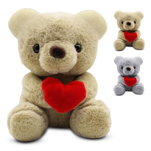 Teddybär Plüschbär mit Herz, Plüsch-Bär, Teddy mit Liebe, 23 cm Teddybären Rose Stofftier Spielzeug Dekozimmer, Plüschtier Kuscheltier Schmusetier Geschenke für Kinder Mädchen,Geburtstag,Valentinstag von Fouvin