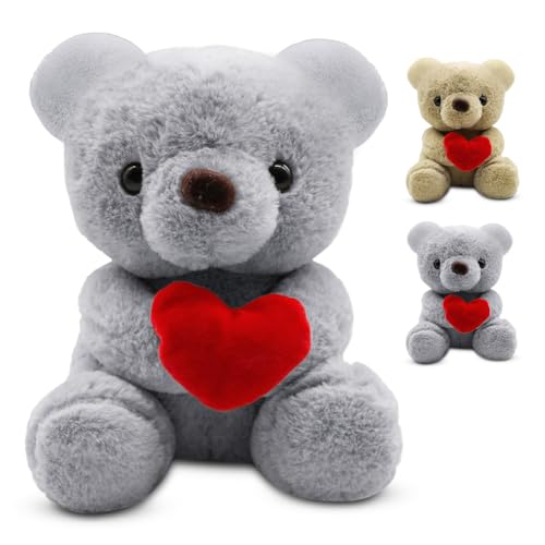 Teddybär Plüschbär mit Herz, Plüsch-Bär, Teddy mit Liebe, 23 cm Teddybären Rose Stofftier Spielzeug Dekozimmer, Plüschtier Kuscheltier Schmusetier Geschenke für Kinder Mädchen,Geburtstag,Valentinstag von Fouvin